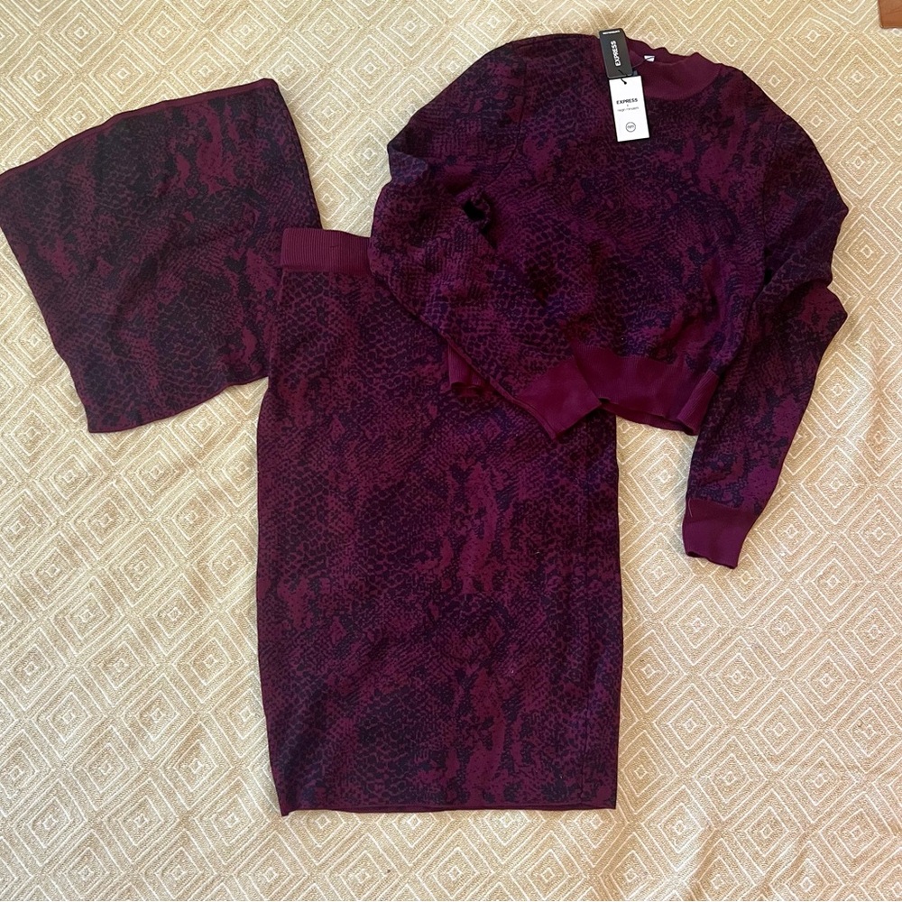 Express Negin Mirsalehi Knit tops and skirt Medium NWT